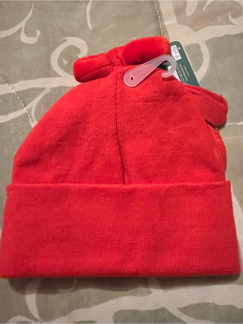 Kids Red Grinch Holiday Beanie with Matching Mittens